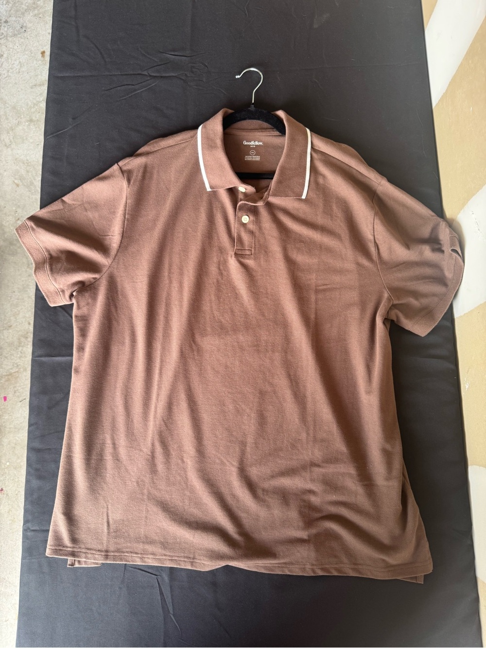 NWT Goodfellow & Co Men's XXL Every Wear Short Sleeve Polo Shirt Brown Tipped